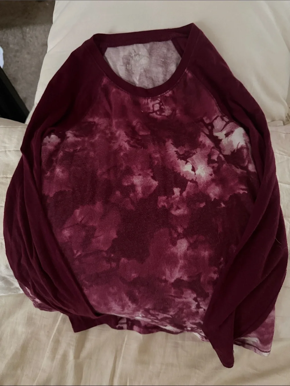 Justice Maroon Tie-Dye Crewneck Shirt